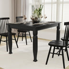 EMMA + OLIVER Milford 47" Solid Wood Dining Table, 3 Inch Offset Paneled Apron, 3" Turned Decorative Legs, Water Resistant Finish, Seating for 4, Black Matte
