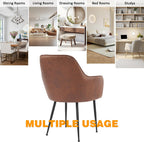 Set of 4 Dinning Chairs, Upholstered Accent Chairs with Black Finished Metal Plating Legs for Living Room Chairs, Brown