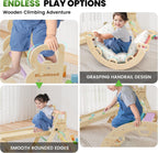 BlueWood Pikler Triangle Set Rainbow with Cushion and Wooden Busy Board