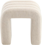Flouki Ottoman Foot Stool with Channel Tufted, Small Ottoman Bench for Entryway, Modern Vanity Stool Chair, Upholstered Foot Rest Extra Seat for Living Room (Beige Linen, Set of 2)