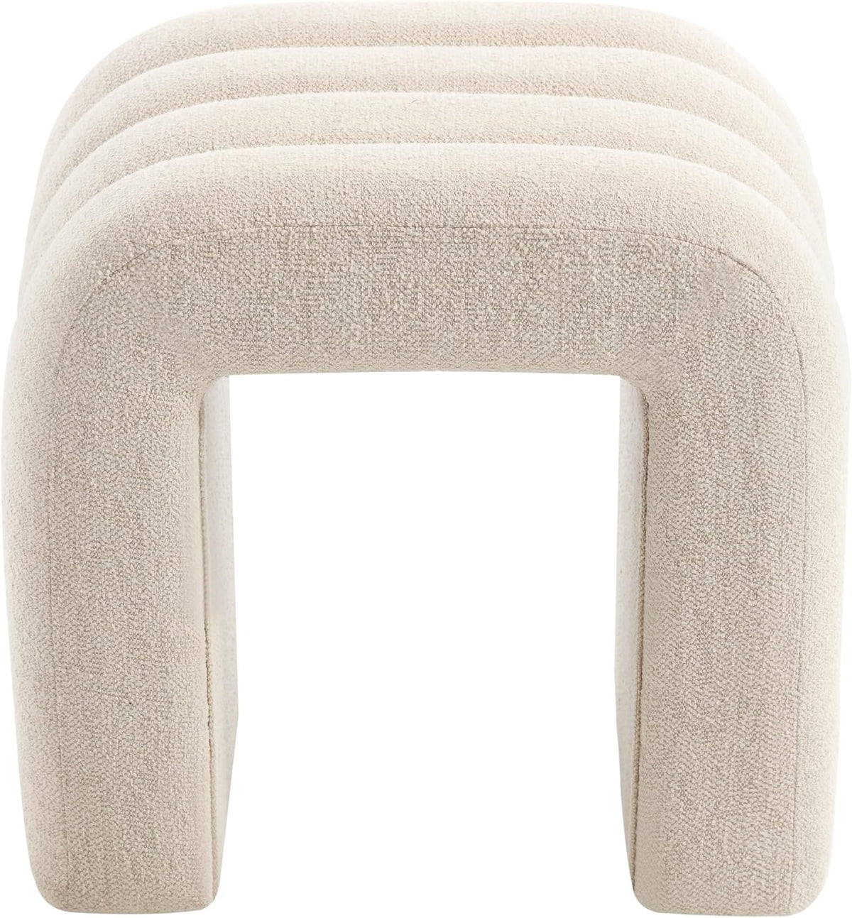 Flouki Ottoman Foot Stool with Channel Tufted, Small Ottoman Bench for Entryway, Modern Vanity Stool Chair, Upholstered Foot Rest Extra Seat for Living Room (Beige Linen, Set of 2)