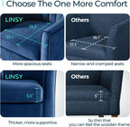 LINSY Small Swivel Accent Chair with Ottoman, Velvet Barrel Chair with Footrest, Modern Upholstered Comfy Reading Chair Armchair for Living Room, Bedroom, Study Room, Office, Blue