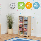 ECR4Kids 10 Cubby Tray Cabinet with Scoop Front Storage Bins, 5x2, Natural, Classroom Furniture, Clear | Durable birch, 10 plastic scoop front storage bins, GREENGUARD Gold Certified, 10 cubbies for organization, classroom or home