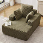 Couch Chaise Lounge Chair, 54" Oversized Cloud Sofa with Deep Seat, Plush Corduroy Reading Chair for Living Room, Bedroom, Reading Nook, Apartment, Gaming Room & Movie Nights, Green
