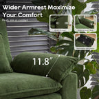 URRED Oversized Modular Sectional Sofa，Solid Green：122" U Shaped | Modern Comfy Cloud Couch with Movable Ottoman and Pillow, Deep Seat Couches for Living Room, Bedroom or Apartment