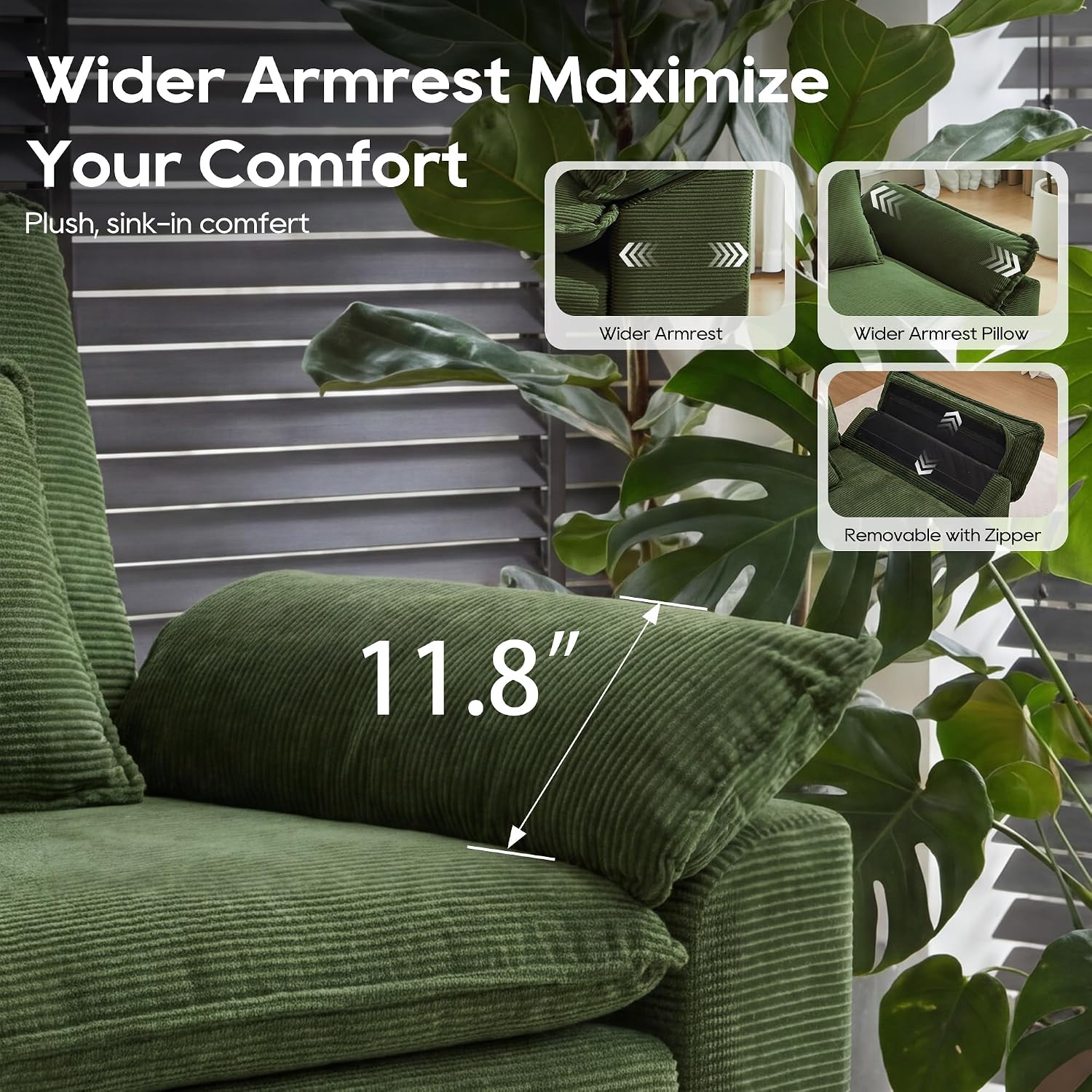 URRED Oversized Modular Sectional Sofa，Solid Green：157" U Shaped | Modern Comfy Cloud Couch with Movable Ottoman and Pillow, Deep Seat Couches for Living Room, Bedroom or Apartment