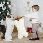 GOYOSWA 2 Pack Dog Christmas Stocking, 18 Inch Large Double Side Knitted Christmas Stocking for Dogs, Bone Shaped Hanging Dog Stockings for Dogs Pets (White & White)