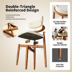 Wooden Dining Chairs Set of 4 Mid Century Modern Upholstered Farmhouse Dining Room Chair with Solid Wood Legs, Fabric Kitchen Side Chairs with Ergonomic Curved Backrest (4, Walnut + Beige)