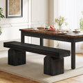 Tribesigns 59" Black Dining Bench for 2 to 3, Modern Dining Table Bench with Arched Base, Extra Long Kitchen Bench Seating for Dining Room, Living Room, Entryway