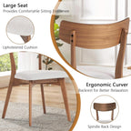 Modern Dining Chairs with Upholstered Cushion, Solid Rubber Wood Dining Chair with Comfortable Backrest, Sturdy Wooden Chairs for Kitchen, Dining Room (Walnut-Beige, 6 Sets)