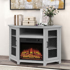 47" Corner Fireplace TV Stand Up to 55" TVs with 18" Electric Fireplace | Rustic Media TV Stands for Living Room, Television Stands with Adjustable Shelves, Entertainment Media Stand (Gray)