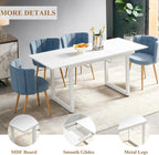 Extendable Dining Table for 4-8 Person, Extendable from 55" to 71", Modern Rectangle Dining Table with MDF Tabletop and Metal Frame, Expanding Kitchen Table for Home, Office (White)