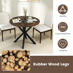 Tangkula 36" Round Dining Table, Mid-Century Modern Kitchen Table with Rubber Wood Legs, Vintage Table with Pedestal Base & Adjustable Foot Pads, Side Table for Home, Office, Bar (Rustic Brown+Black)