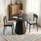 31.5" Round Dining Table, Small Circle Kitchen Table for 2-4 People, Modern Farmhouse Wood Dinning Room Tables with Pedestal Base, Space Saving Dinner Tables for Small Spaces, Mesa de Comedor, Black