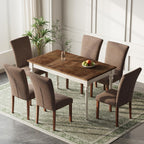 Farmhouse Dining Chairs Set of 6, High Back with Wooden Legs and Nailhead Trim, Modern Fabric Dining Room Chair for Kitchen/Restaurant