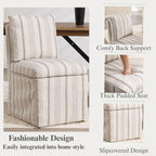 Upholstered Dining Chairs Set of 6 Slipcovered Armless Dining Chair with Solid Wood Legs, Soft Padded Upholstered Side Chair for Dining/Living/Readin Room, Banquet, Khaki Stripe