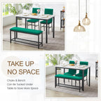 Dining Table Set for 4, 47.2" Faux Marble Kitchen Table Set with Upholstered Velvet Chairs and Bench, 4-Person Rectangular Space Saving Dinette Set for Apartment, Restaurant, Home (Green)