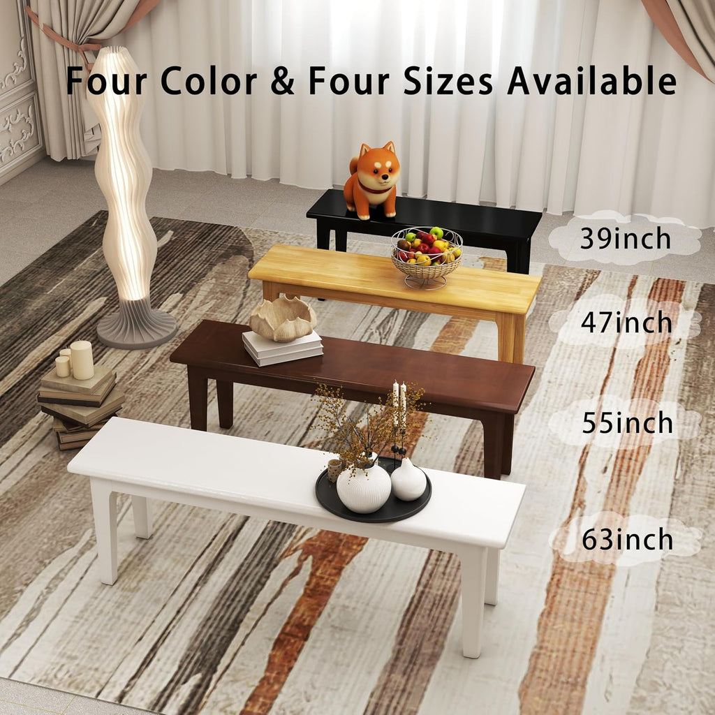 Wilk Wooden Entryway Bench, 39’’ Indoor End of Bed Bench, 100% Solid Oak Wood (Black)