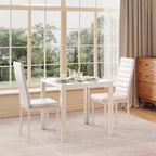 Gizoon 3 Piece Glass Dining Table Set, Kitchen Table and Chairs Set for 2 | PU Leather Modern Room Sets,Small Dining Table Sets,Space Saving Table and Chairs Set for Home, Kitchen,Living Room, White
