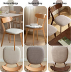 Modern Solid Wood Dining Chair Set of 6, Kitchen Dining Room Chair with Upholstered Cushion and Seat Cover, Curved Backrest, 100% FAS Grade North America Oak Wood, Walnut