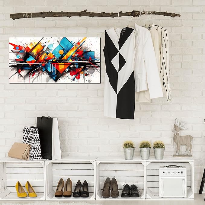 Abstract Pictures for Living Room Wall Decoration - Colorful Room Wall Decor for Bedroom - Modern Office Wall Art Size 20" x 40"