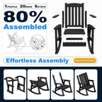 Devoko PP Material Rocking Chair Outdoor Indoor All Weather High Back Patio Rocker for Adult Heavy Duty Rocking Chair for Patio Backyard Porch Garden (Heavy Duty, Black)