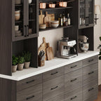 Timechee 82.7" Tall Kitchen Pantry Storage Cabinet, Large Free Standing Food Storage Hutch with Doors and Shelves, Modern Cupboard Coffee Bar with Drawers for Dining Room, Gray