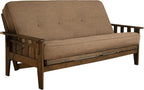 Kodiak Furniture Tucson Futon Set in Rustic Walnut Finish with Linen Charcoal Mattress, Full | Solid construction