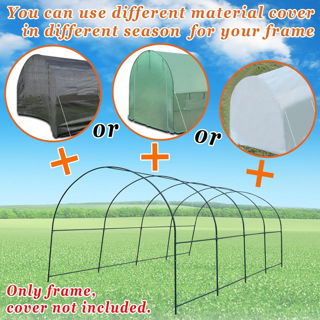 Strong Camel Greenhouse Replacement Frame for 16' X 7' X 7' Larger Hot Garden House , Support Arch Frame Climbing Plants/Flowers/Vegetables (16' X 7' X 7')