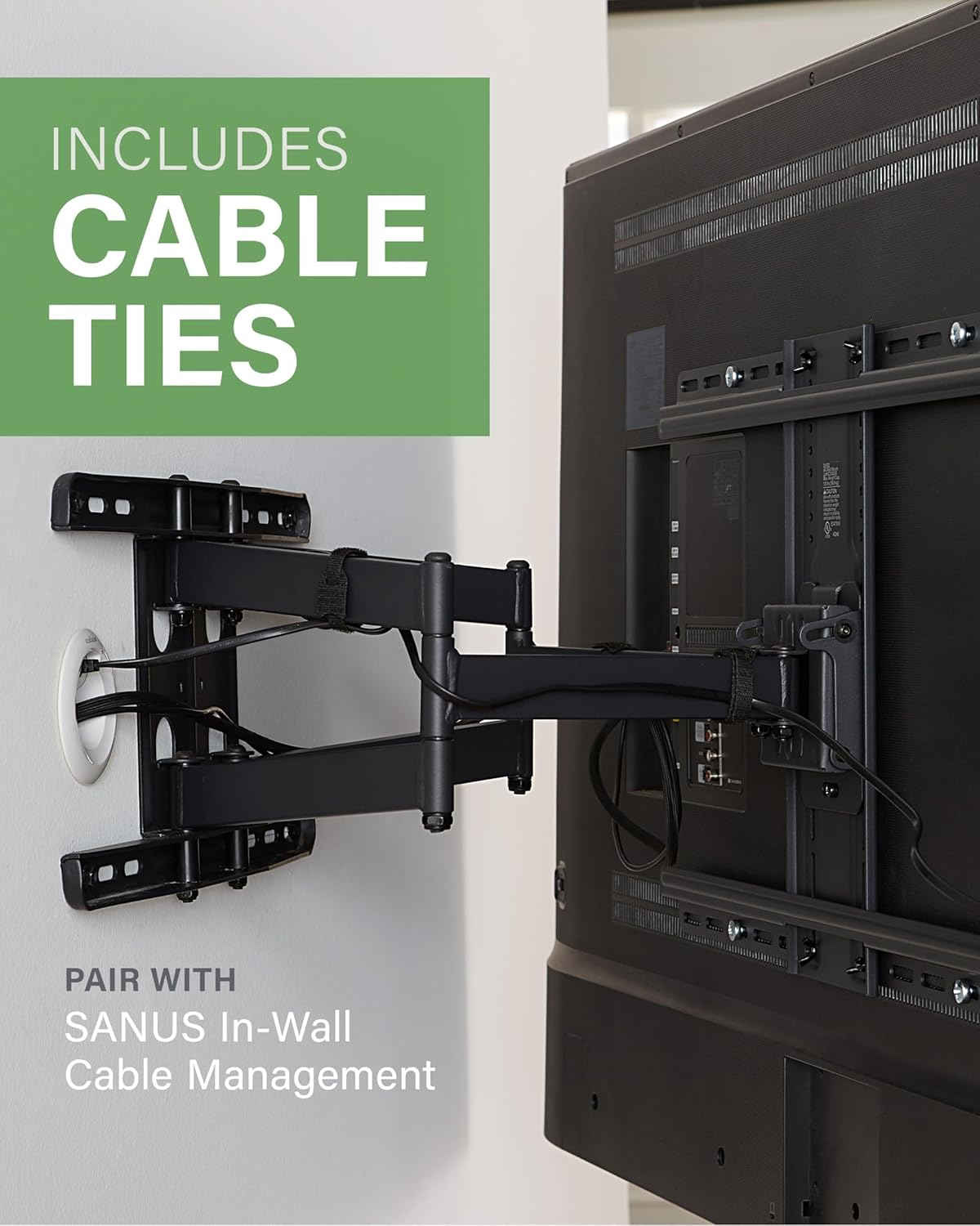 SANUS Premium Full Motion TV Mount for 42"-90" TVs - Sturdy & Smooth Extension, Swivel and Tilt for Big TVs - Universal Design Fits Samsung, LG, Vizio, TCL & More - Easy Installation -OLF22