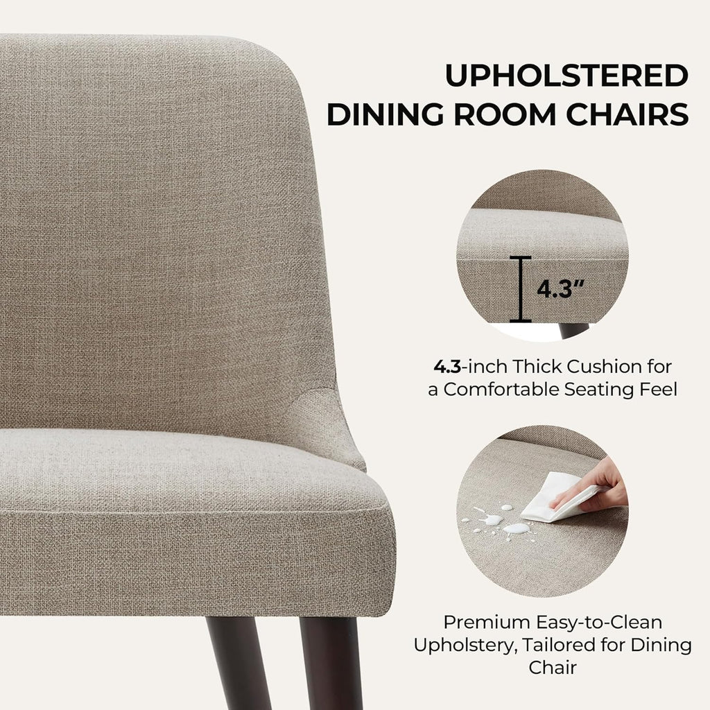 CHITA Mid-Century Modern Dining Chair, Upholstered Fabric Accent Chair for Dining Room, Set of 4,Beige