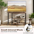 Giantex 360° Free Rotating Sofa Side Table, Patented Mobile End Table with 2-Tier Storage Shelves, 6 Universal Casters, Movable Laptop Tables for Snack, Couch, Walnut