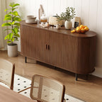 ONBRILL 63" Sideboard Buffet Cabinet, Sliding Door/Adjustable Shelf, Walnut