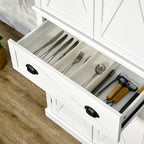 HOMCOM 72" Kitchen Pantry Storage Cabinet, Traditional Freestanding Pantry Cabinet with 4 Doors and 2 Adjustable Shelves, Large Central Drawer, X-Frame, White
