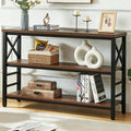Hombazzar 3-Tier Sofa Table,Console Tables for Entryway,Brown 47" | Stable Support,Multi-functional use for home,Easy Assembly,Scratch Resistant & Rustproof