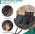 Shintenchi Wicker Egg Chair, Outdoor Indoor Rocking Chair, Large PE Rattan Rocking Chair with Cushion for Patio, Balcony, Backyard, Garden, Deep Grey