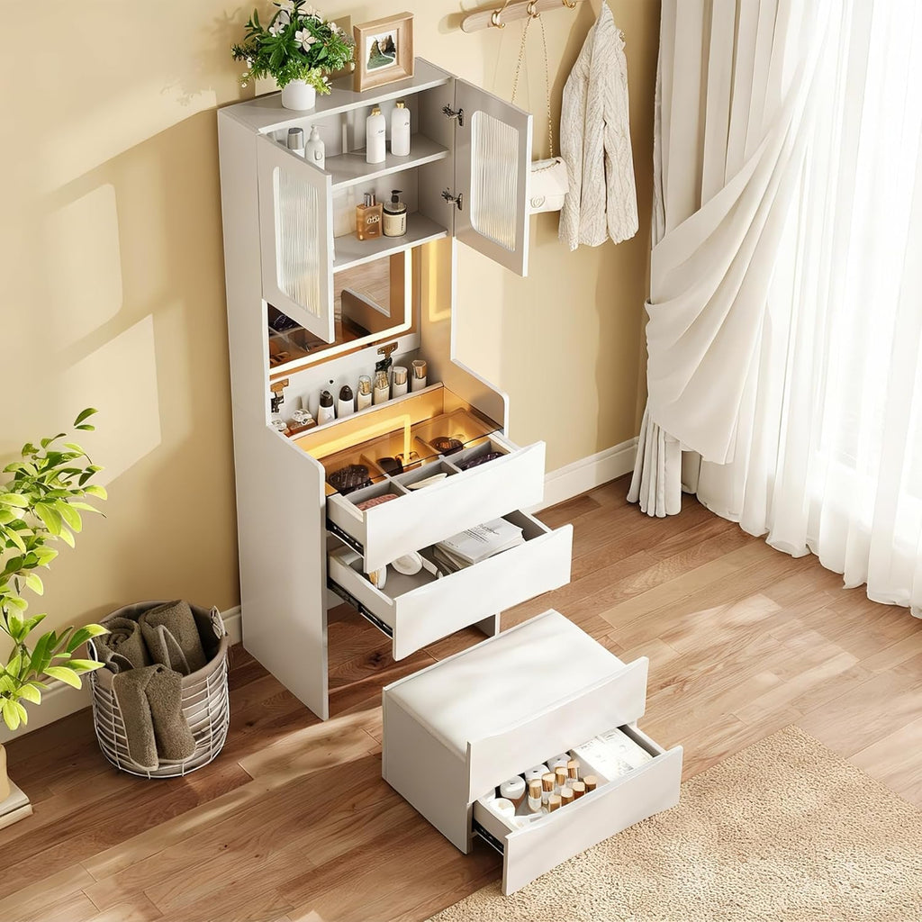 GOWE Vanity Table Set with Storage Adjustable Modern Contemporary for Bedroom Furniture