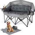Oversized Double Camping Chair Heavy Duty Padded Double Folding Chair with Cup Holders & Carry Bag Foldable 2 Person Camping Chairs Outdoor Portable Couch for Lawn, Sports - Supports 900LBS Grey