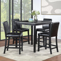 LUMISOL Dining Table Set for 4, Solid Wood Counter Height Kitchen Table Set with 4 Upholstered Chairs, Farmhouse Table and Chairs for Kitchen, Dining Room, Home Bar, Black