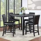 LUMISOL Dining Table Set for 4, Solid Wood Counter Height Kitchen Table Set with 4 Upholstered Chairs, Farmhouse Table and Chairs for Kitchen, Dining Room, Home Bar, Black