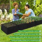 2Pack 12x2x1ft Fabric Raised Garden Bed - 6 Grids Plant Grow Bags, Outdoor Planter Box Non-Woven Fabric Patio Planting Bed Garden Grow Bed Bag for Growing Herbs, Flowers and Vegetables