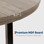 47 Inch Round Dining Table for 4-6 People, Modern Kitchen Table with Wood Metal Industrial Design, Circle Diner Table for Small Space Home Kitchen-Rustic Grey