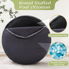 Round Corduroy Footstool Pouf for Couch | Soft plush shredded foam filled hassock stool. Perfect for living room use as foot rest or ottoman.