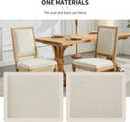 Vintage French Country Dining Chairs Set of 6, Linen Fabric Dining Chair with a Square Back, Beige Upholstered Dining Chairs, Sillas para Comedor, Kitchen & Dining Room Chair (Beige, 6Pcs)