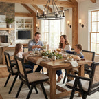 Hyfirm Rattan Dining Chairs Set of 4, Farmhouse Wicker Dining Chairs with Removable Linen Upholstered Seat Accent Cane Armchairs for Dining Room Kitchen Restaurant, Black Wood