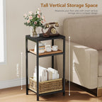 Heybly Small Side Table Set of 2, Tall End Table with Adjustable Shelf, Telephone Table, Nightstand, Accent Table Stand, Small Entryway Table, Bedroom,Living Room, Office,Bathroom, Black, HET003BK2