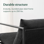 Zinus Aidan Sling Accent Chair, Metal Framed Armchair with Shredded Foam Cushioning, Black