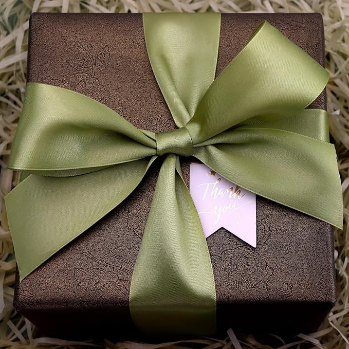 Olive Green Solid Satin Ribbon 2 Inch 25 Yards Solid Polyester Fabric Ribbon for Gift Wrapping Wedding Christmas Baby Shower Birthday Party Decoration Handmade Immortal Flower Craft