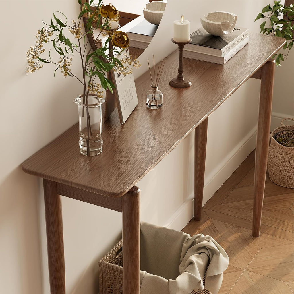 AQIMUELE Wood Console Table Walnut Entryway Table, Thin Console Table, Sofa Tables for Living Room (47.2'')