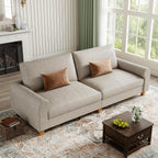 EASE MOOSE 70.6" Faux Leather Loveseat Sofa, Deep 2 Seater Couch, Greige | Removable Covers, Pocket Spring Cushions, Waterproof & Scratch-Resistant, Easy Clean, Easy Assembly Couches for Living Room